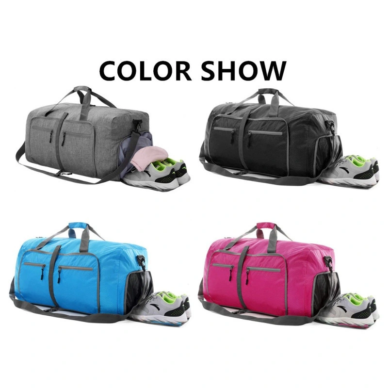 Wholesale 65L Waterproof Folding Portable Sport Travel Bag Outdoor Weekender Overnight Nylon Large Capacity Fitness Duffel Bag