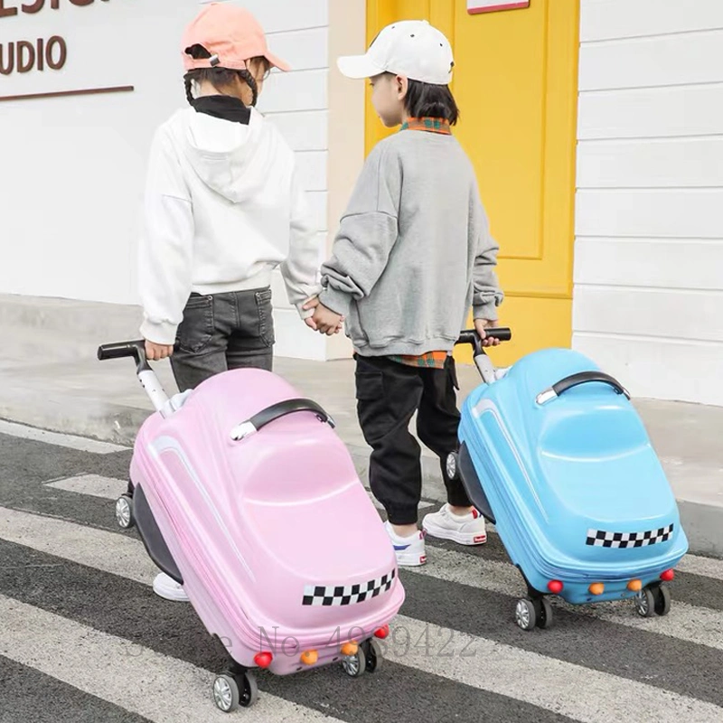 Custom Kids Trolley Luggage 20 Inch 3D Cartoon Suitcase on Wheels Carry on Trunk Can Sit to Ride Rolling Luggage Swing Car Childern′s